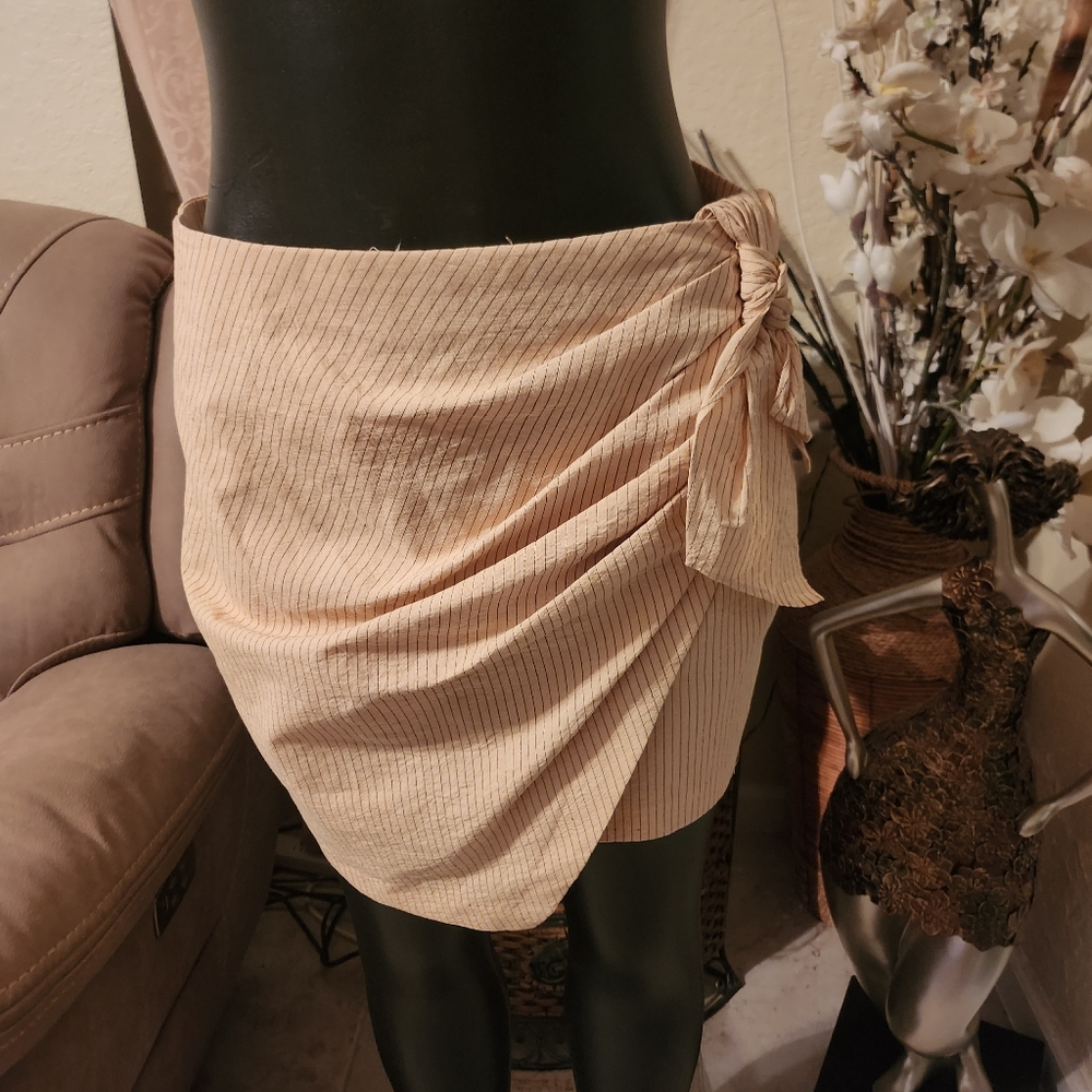 Zara Draped Pinstripe Asymmetric Skirt size L
